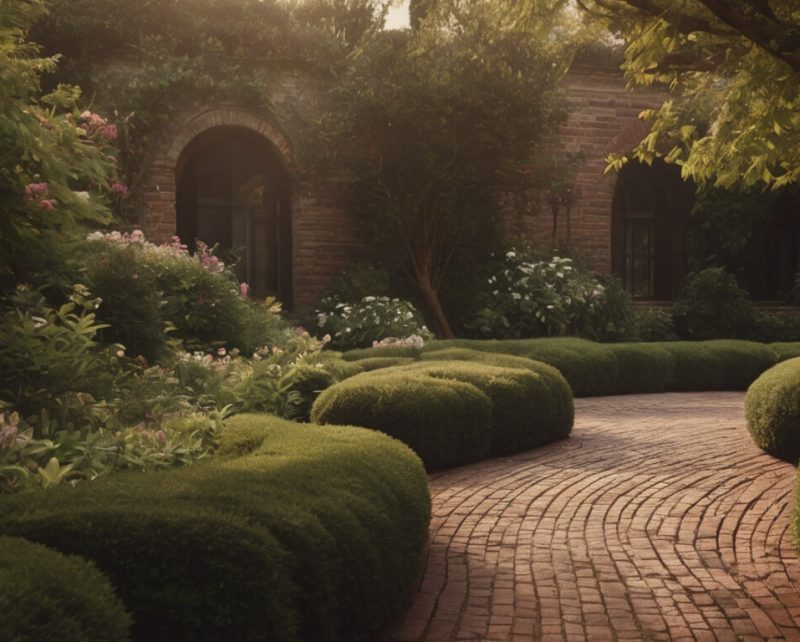 Default_garender_building_brick_path_in_a_lush_garden_0