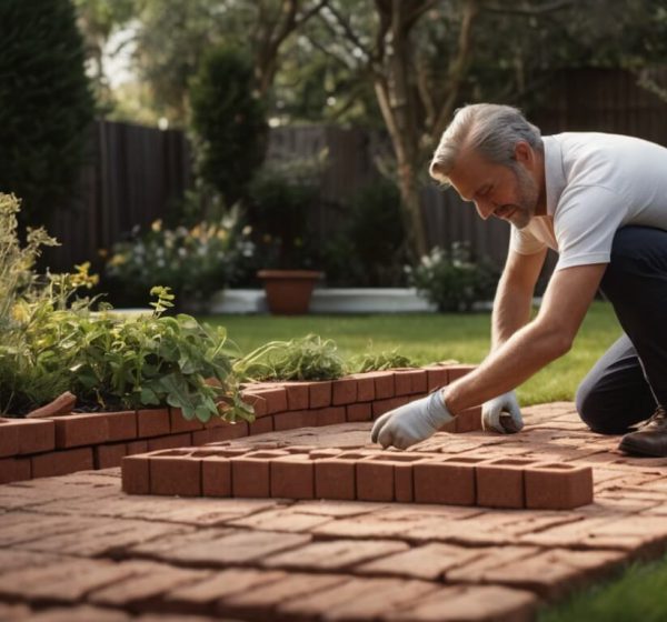 Default_professional_male_garender_laying_a_brick_path_in_a_ba_2